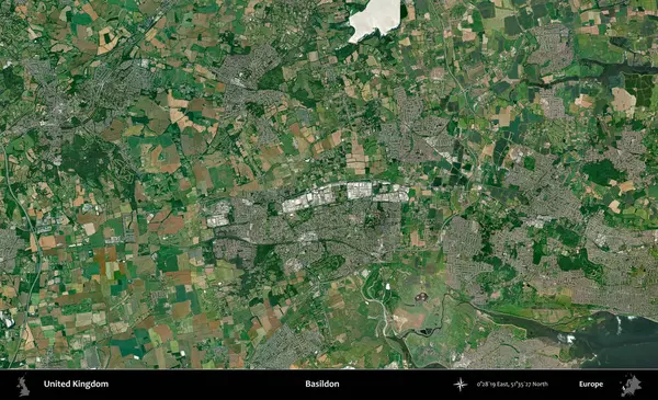 Basildon. Birleşik Krallık 'ın idari alanı bir uydu görüntüsü üzerinde