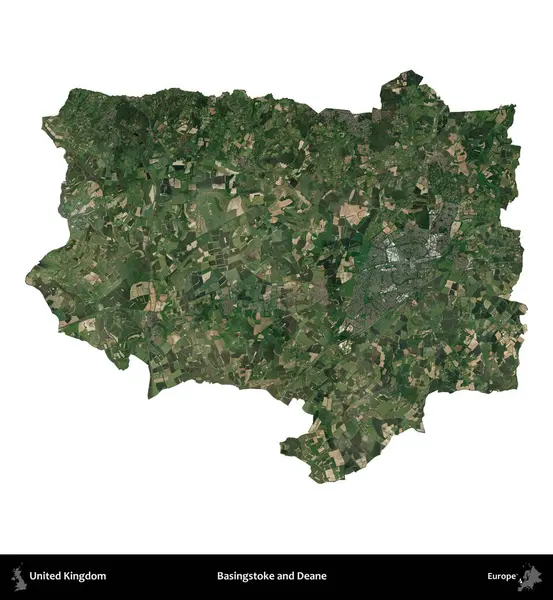 Basingstoke ve Deane. Birleşik Krallık 'ın idari alanı uydudan beyaza izole edildi.