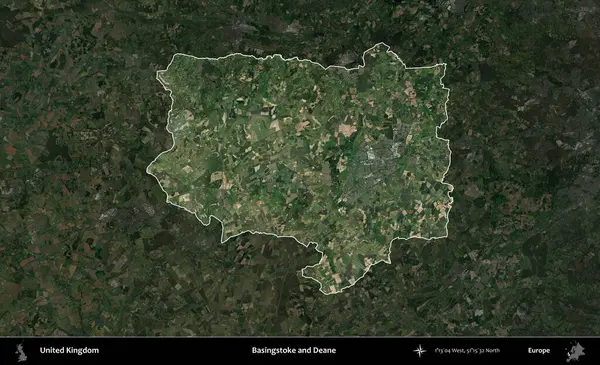 Basingstoke ve Deane. Birleşik Krallık 'ın idari alanı karartılmış bir uydu üzerinde vurgulanmış ve özetlenmiştir.