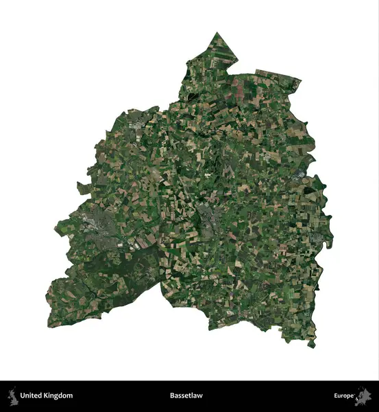 Bassetlaw. Birleşik Krallık 'ın idari alanı uydudan beyaza izole edildi.