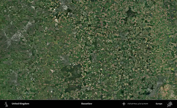 Bassetlaw. Birleşik Krallık 'ın idari alanı bir uydu görüntüsü üzerinde