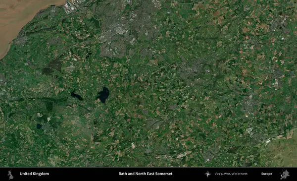 Bath ve Kuzey Doğu Somerset. Birleşik Krallık 'ın idari alanı bir uydu görüntüsü üzerinde