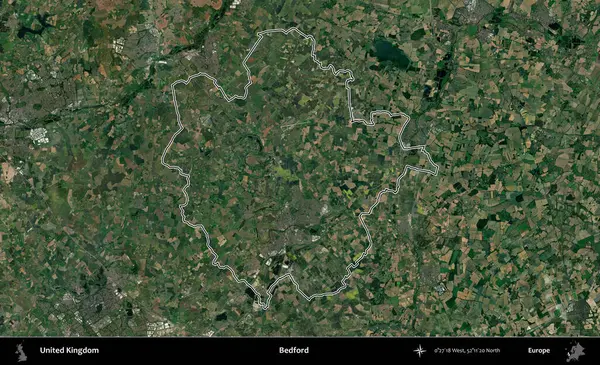 Bedford. Birleşik Krallık 'ın idari bölgesini A uydusundan gösteren bir görüntü.