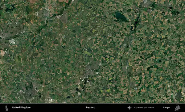 Bedford. Birleşik Krallık 'ın idari alanı bir uydu görüntüsü üzerinde
