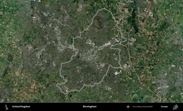 Birmingham. Birleşik Krallık 'ın idari bölgesini A uydusundan gösteren bir görüntü.