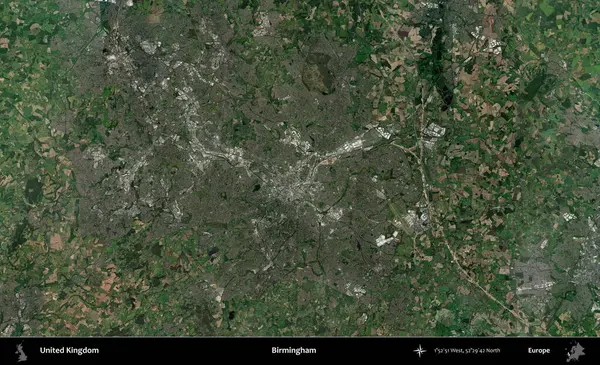 Birmingham. Birleşik Krallık 'ın idari alanı bir uydu görüntüsü üzerinde