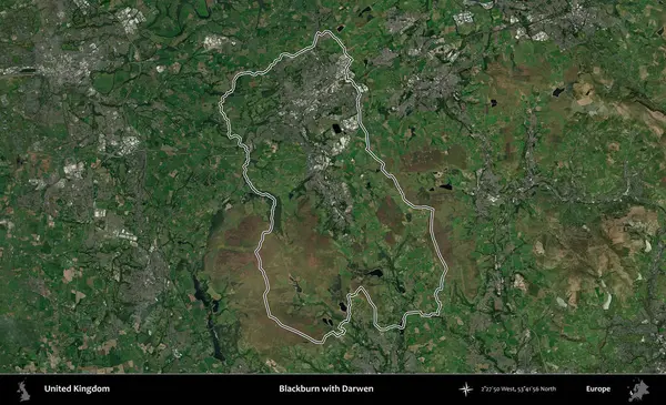 Blackburn ve Darwen. Birleşik Krallık 'ın idari bölgesini A uydusundan gösteren bir görüntü.