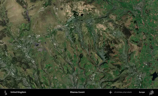 Blaenau Gwent. Birleşik Krallık 'ın idari alanı bir uydu görüntüsü üzerinde