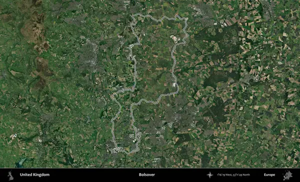 Bolsover. Birleşik Krallık 'ın idari bölgesini A uydusundan gösteren bir görüntü.