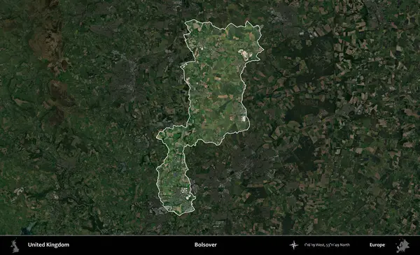 Bolsover. Birleşik Krallık 'ın idari alanı karartılmış bir uydu üzerinde vurgulanmış ve özetlenmiştir.