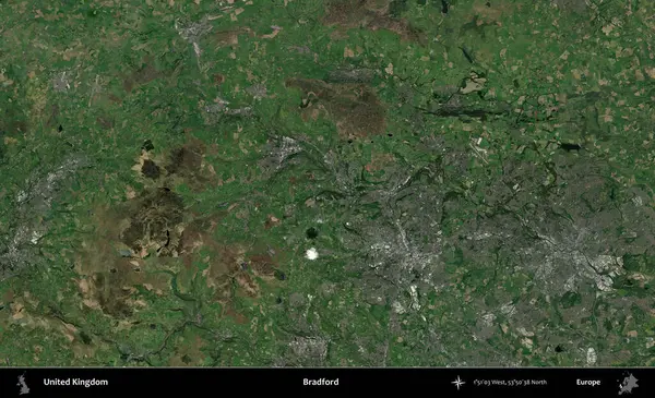 Bradford. Birleşik Krallık 'ın idari alanı bir uydu görüntüsü üzerinde