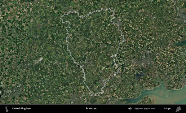 Braintree. Birleşik Krallık 'ın idari bölgesini A uydusundan gösteren bir görüntü.