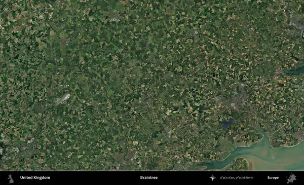 Braintree. Birleşik Krallık 'ın idari alanı bir uydu görüntüsü üzerinde