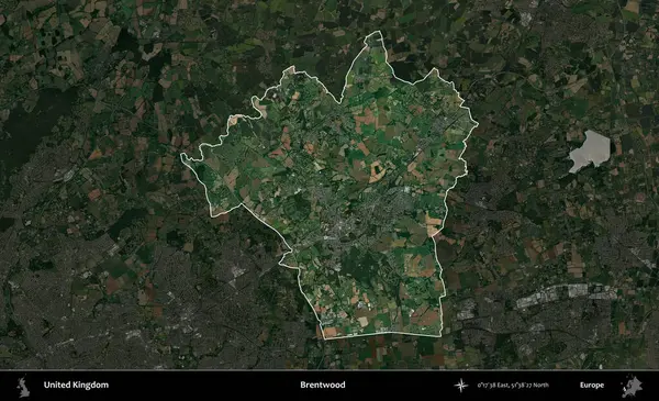 Brentwood 'da. Birleşik Krallık 'ın idari alanı karartılmış bir uydu üzerinde vurgulanmış ve özetlenmiştir.