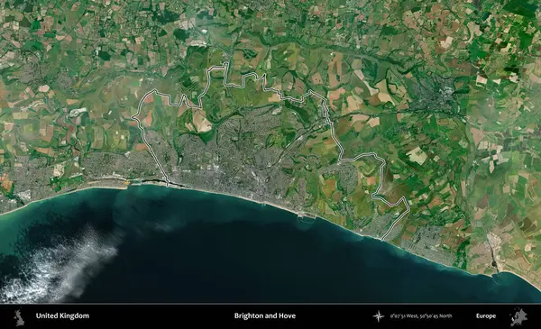 Brighton ve Hove. Birleşik Krallık 'ın idari bölgesini A uydusundan gösteren bir görüntü.