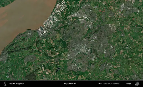 Bristol şehri. Birleşik Krallık 'ın idari alanı bir uydu görüntüsü üzerinde