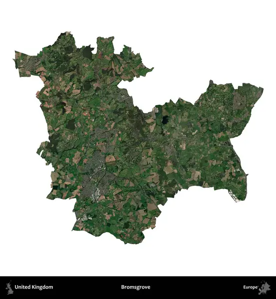 Bromsgrove 'da. Birleşik Krallık 'ın idari alanı uydudan beyaza izole edildi.