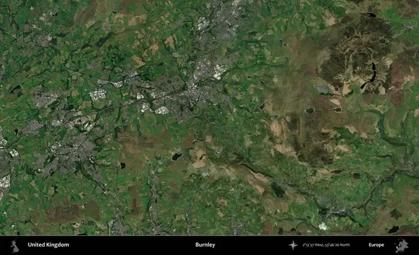 Burnley. Birleşik Krallık 'ın idari alanı bir uydu görüntüsü üzerinde