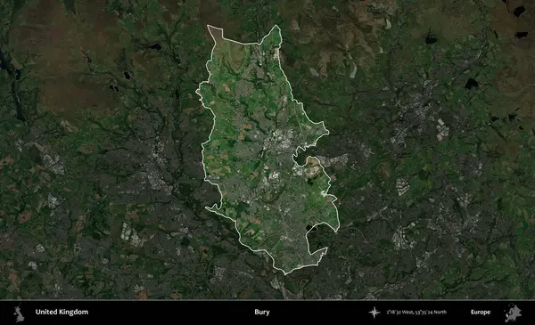 Gömmek. Birleşik Krallık 'ın idari alanı karartılmış bir uydu üzerinde vurgulanmış ve özetlenmiştir.