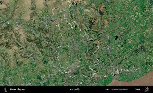 Caerphilly 'de. Birleşik Krallık 'ın idari bölgesini A uydusundan gösteren bir görüntü.