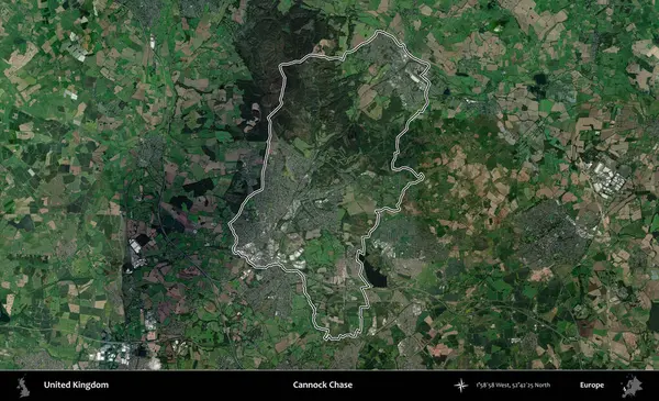 Cannock Chase. Birleşik Krallık 'ın idari bölgesini A uydusundan gösteren bir görüntü.