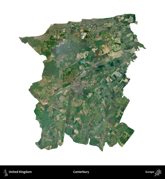Canterbury 'de. Birleşik Krallık 'ın idari alanı uydudan beyaza izole edildi.