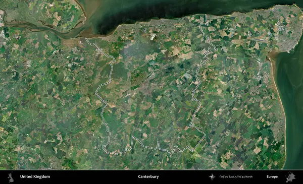 Canterbury 'de. Birleşik Krallık 'ın idari bölgesini A uydusundan gösteren bir görüntü.