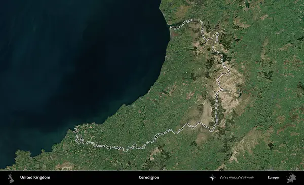 Ceredigion. Birleşik Krallık 'ın idari bölgesini A uydusundan gösteren bir görüntü.