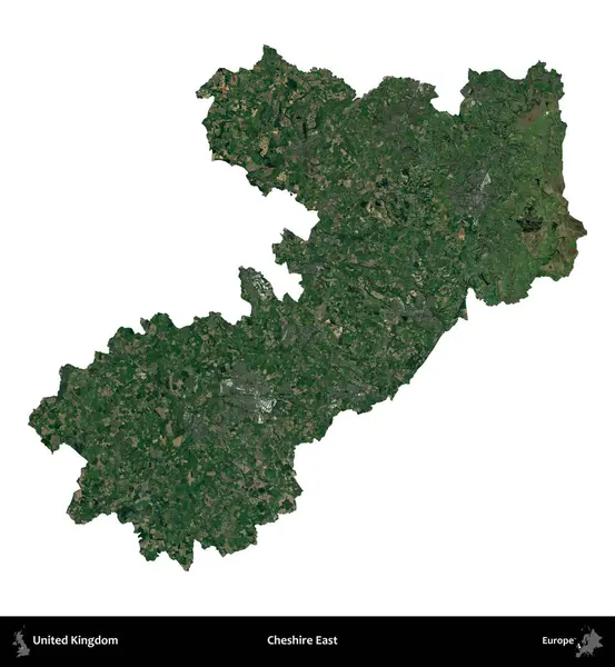 Doğu Cheshire. Birleşik Krallık 'ın idari alanı uydudan beyaza izole edildi.