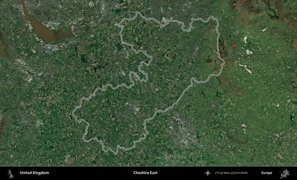 Doğu Cheshire. Birleşik Krallık 'ın idari bölgesini A uydusundan gösteren bir görüntü.