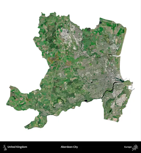 Aberdeen Şehri. Birleşik Krallık 'ın idari alanı uydudan beyaza izole edildi.
