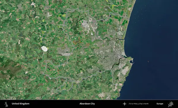 Aberdeen Şehri. Birleşik Krallık 'ın idari bölgesini A uydusundan gösteren bir görüntü.