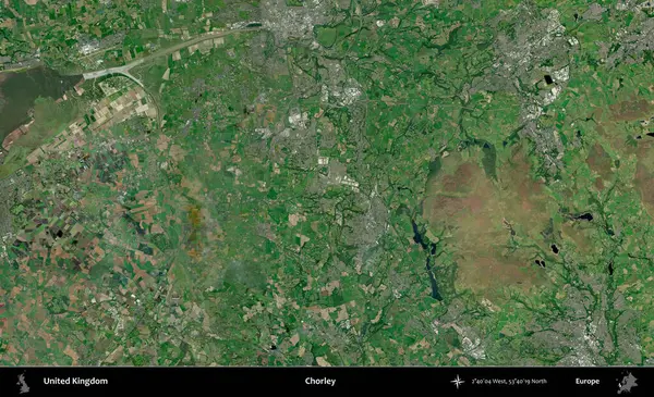 Chorley. Birleşik Krallık 'ın idari alanı bir uydu görüntüsü üzerinde