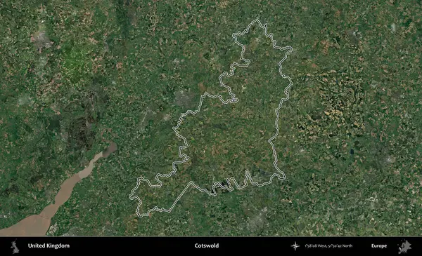 Cotswold. Birleşik Krallık 'ın idari bölgesini A uydusundan gösteren bir görüntü.