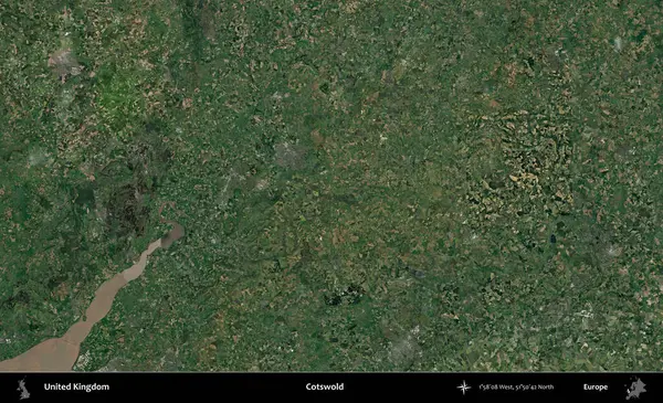 Cotswold. Birleşik Krallık 'ın idari alanı bir uydu görüntüsü üzerinde