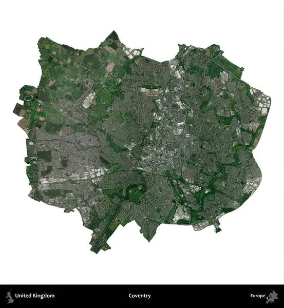 Coventry. Birleşik Krallık 'ın idari alanı uydudan beyaza izole edildi.