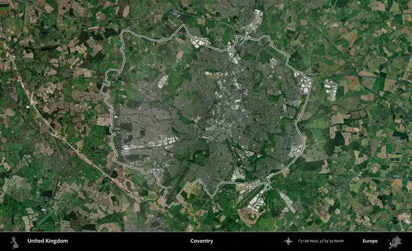 Coventry. Birleşik Krallık 'ın idari bölgesini A uydusundan gösteren bir görüntü.