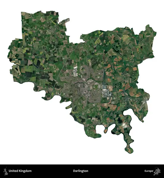 Darlington. Birleşik Krallık 'ın idari alanı uydudan beyaza izole edildi.