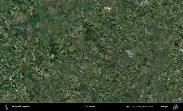 Dacorum. Birleşik Krallık 'ın idari alanı bir uydu görüntüsü üzerinde