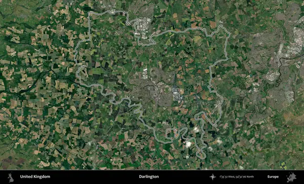 Darlington. Birleşik Krallık 'ın idari bölgesini A uydusundan gösteren bir görüntü.