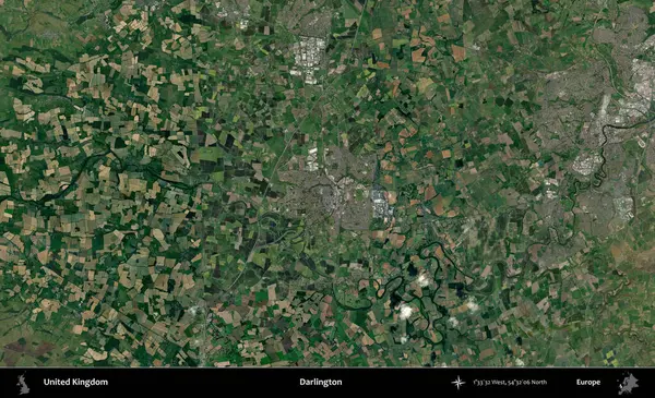 Darlington. Birleşik Krallık 'ın idari alanı bir uydu görüntüsü üzerinde