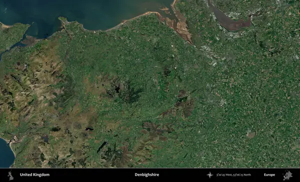 Denbighshire 'da. Birleşik Krallık 'ın idari alanı bir uydu görüntüsü üzerinde