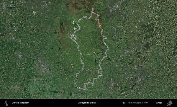 Derbyshire Dales. Birleşik Krallık 'ın idari bölgesini A uydusundan gösteren bir görüntü.
