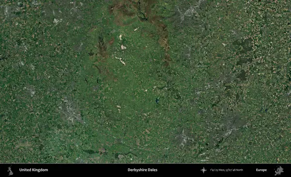 Derbyshire Dales. Birleşik Krallık 'ın idari alanı bir uydu görüntüsü üzerinde