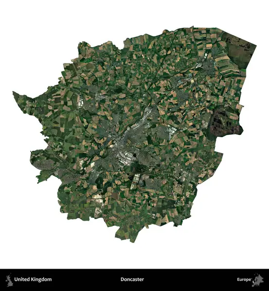 Doncaster 'da. Birleşik Krallık 'ın idari alanı uydudan beyaza izole edildi.
