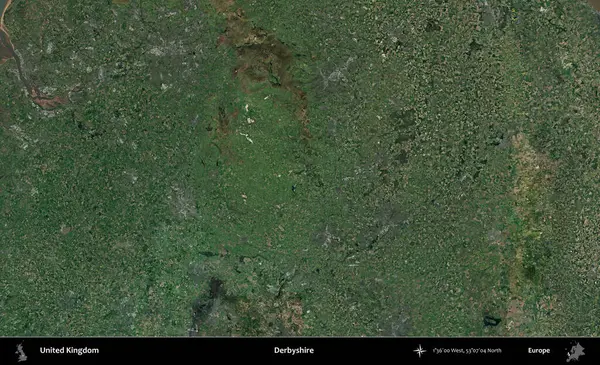 Derbyshire 'da. Birleşik Krallık 'ın idari alanı bir uydu görüntüsü üzerinde
