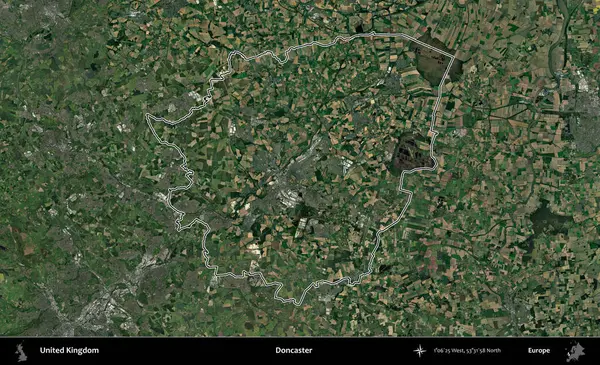 Doncaster 'da. Birleşik Krallık 'ın idari bölgesini A uydusundan gösteren bir görüntü.