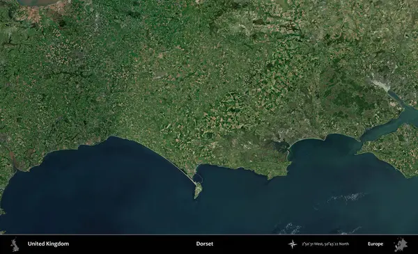 Dorset. Birleşik Krallık 'ın idari alanı bir uydu görüntüsü üzerinde
