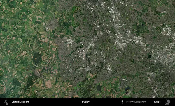 Dudley. Birleşik Krallık 'ın idari alanı bir uydu görüntüsü üzerinde