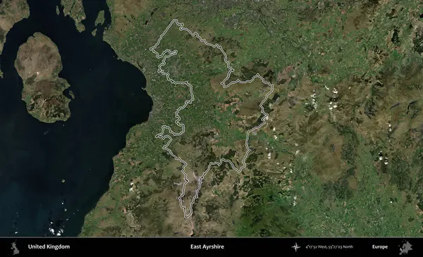 Doğu Ayrshire. Birleşik Krallık 'ın idari bölgesini A uydusundan gösteren bir görüntü.